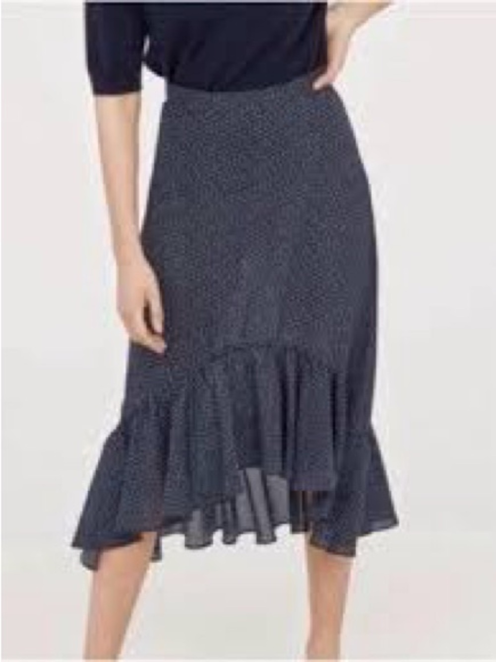 H&M Ditsy Floral high-low Ruffle Hem midi skirt